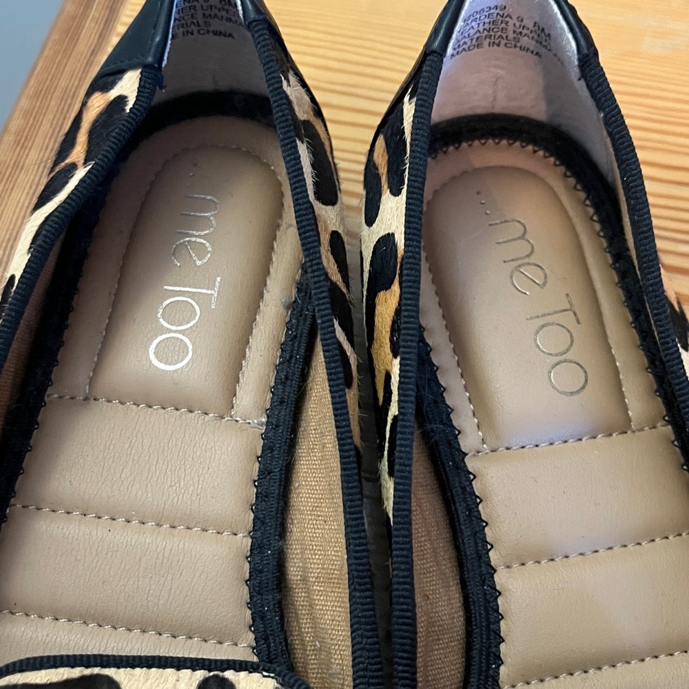 Me Too Genuine Cow Fur Leopard Flats Sz 8 NWOB - Picture 4 of 9